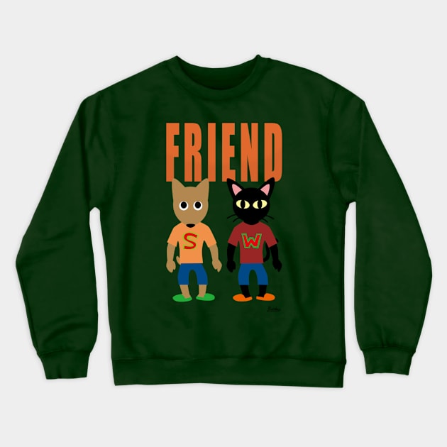 Friend Cat and Dog Crewneck Sweatshirt by BATKEI